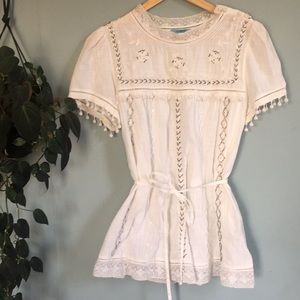 Leif Notes for Anthro Hand Beaded Lace Blouse